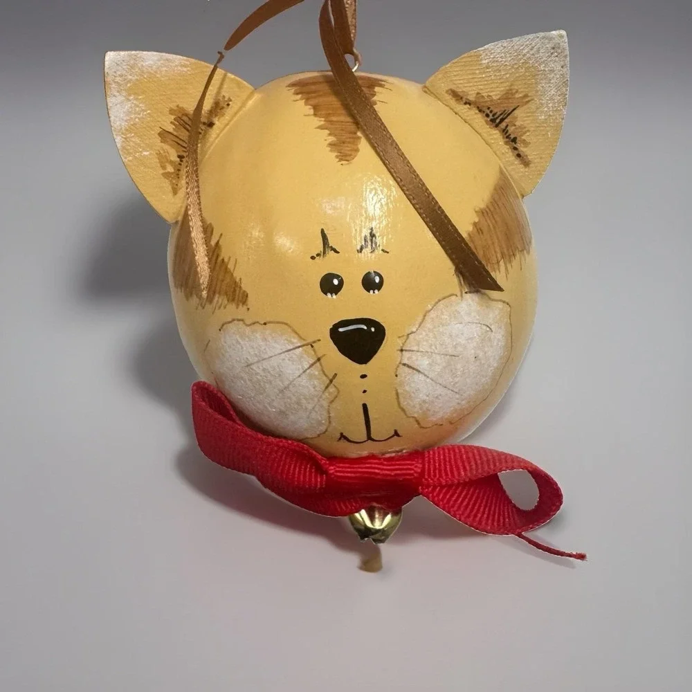 Christmas Ornament,  Hand-painted,  Lightweight Wooden, Signed Millie 03/07/2004